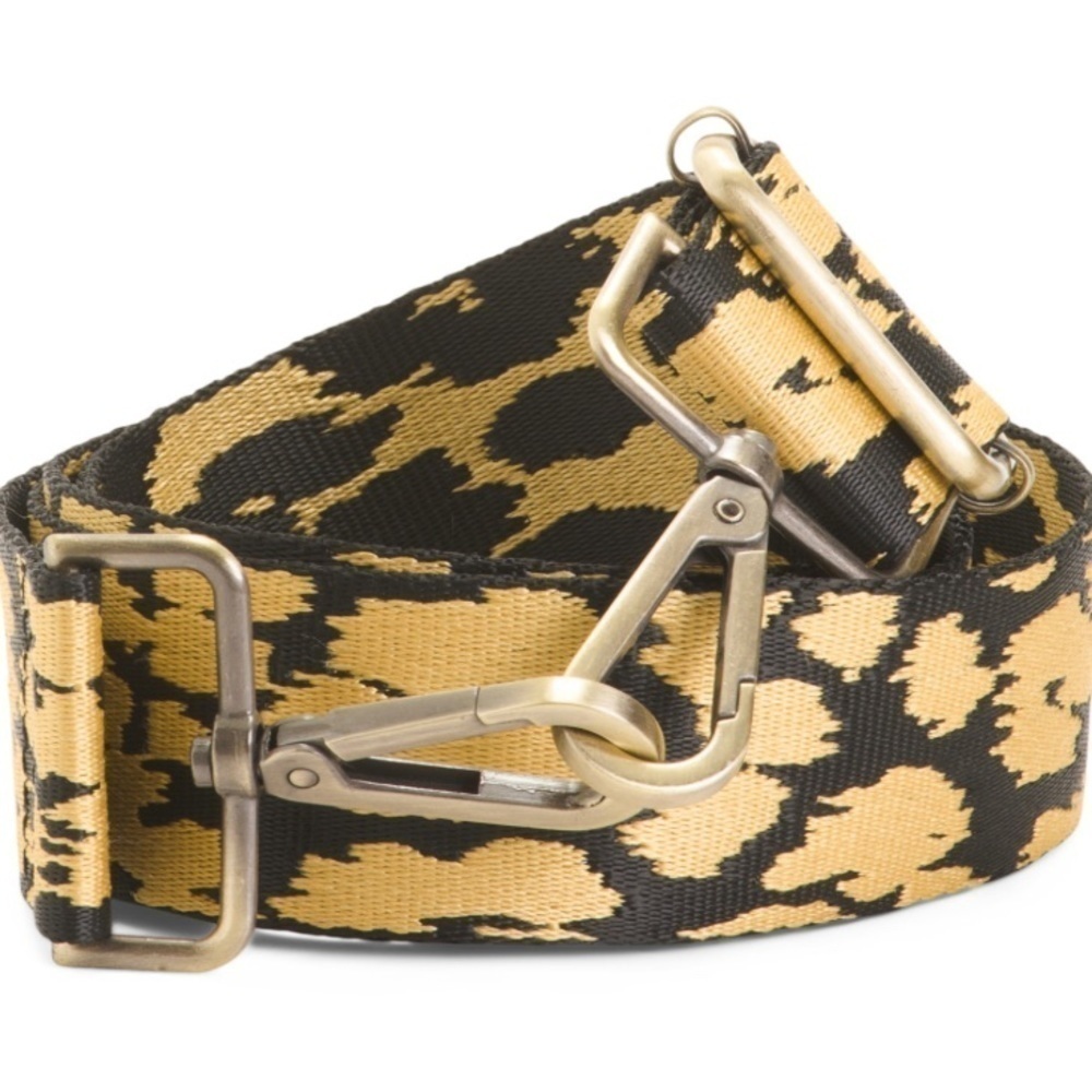 Shiraleah New Leopard Print Interchangeable Guitar Purse Bag Strap Gold Black‎